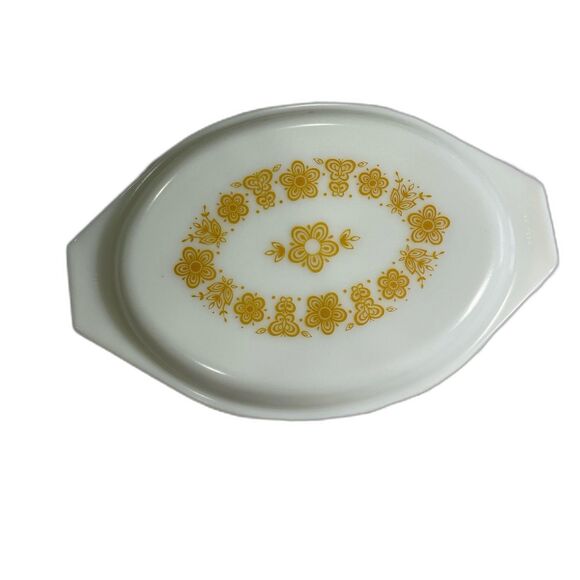 Pyrex Casserole Dish with Decorative Lid Butterfly Gold Divided Oven Baking Only - Picture 2 of 11